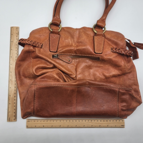 Colorado Toffee Brown Leather Braided Large Multi Compartment Shoulder Bag Tote - Picture 16 of 16